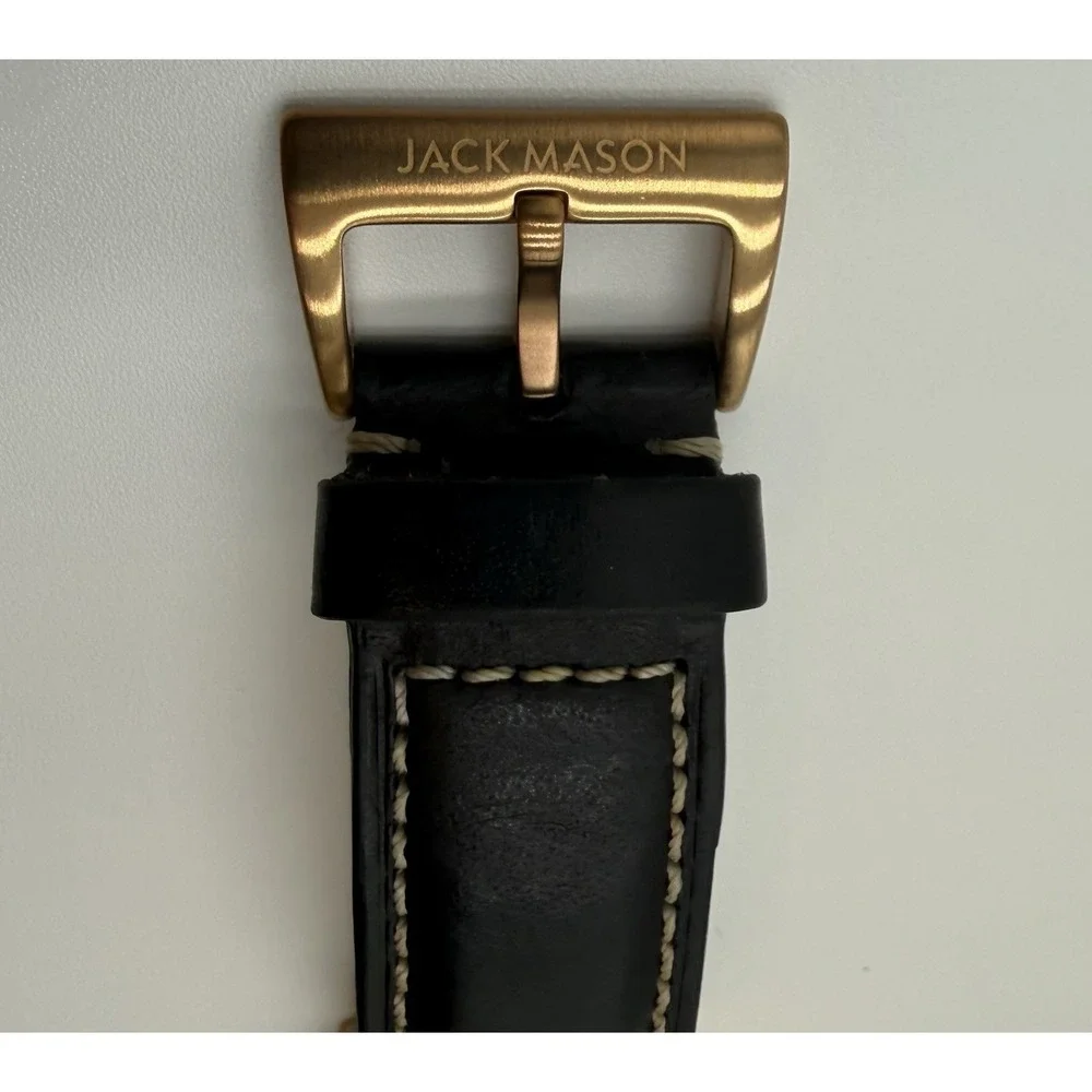 Jack Mason JM-A101 Aviator Pilot Watch Bronze Tone Black Leather 100M